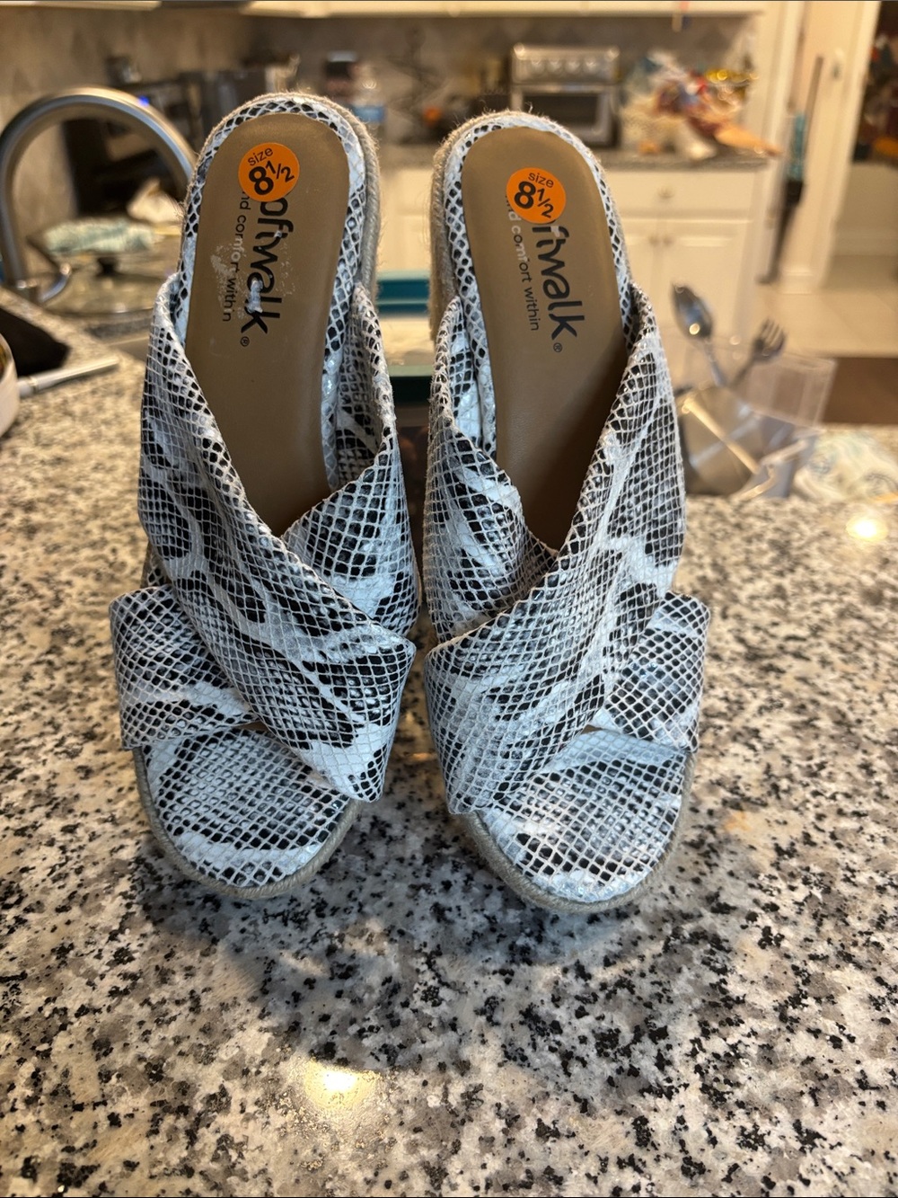 Snake print platform sandals